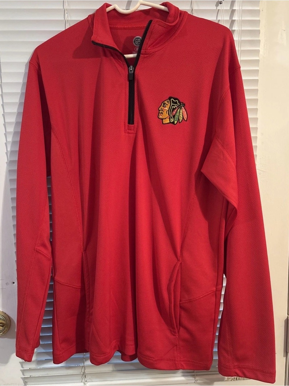 NHL Chicago Blackhawks Pullover Jacket Men Large 42/44 1/4 Zip Embroidered Logo